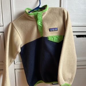 Patagonia Kids Fleece Pullover - Tan and Green